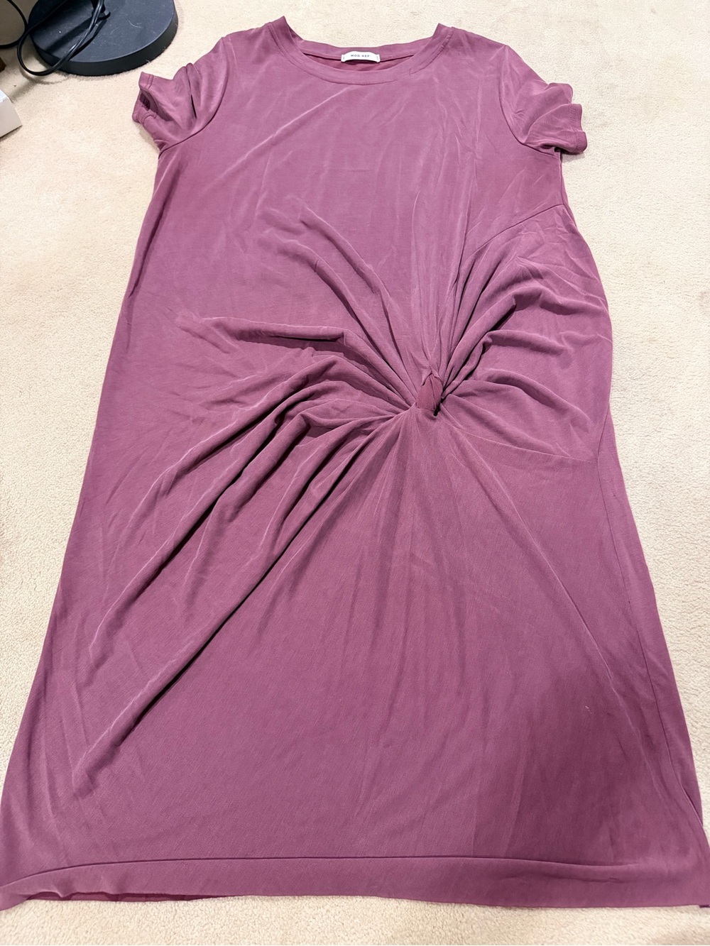 Knot-Front Short Sleeve  Dress - Mauve